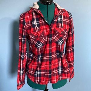 Red Flannel with Removable Hood